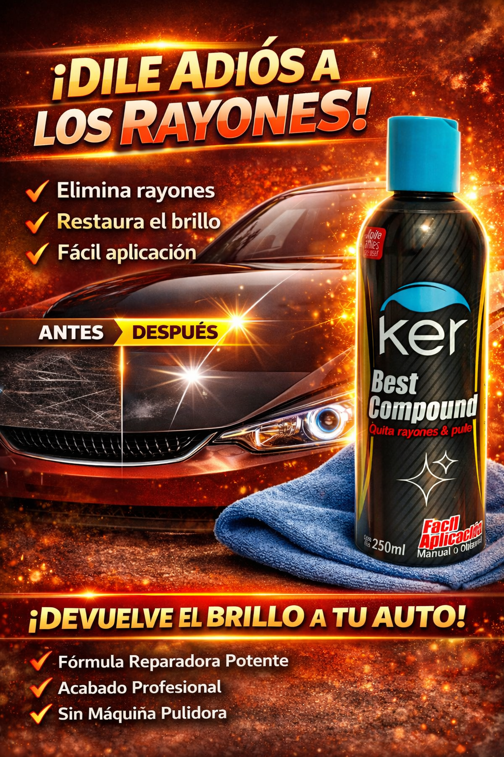 🔥 ¡OFERTA IMPERDIBLE 2x1! 🚗 Quita Rayones + Brillo Extremo ✨